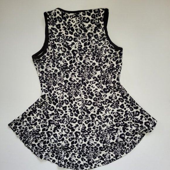 New Women Design Leopard Print Peplum Top Size S - Picture 2 of 6